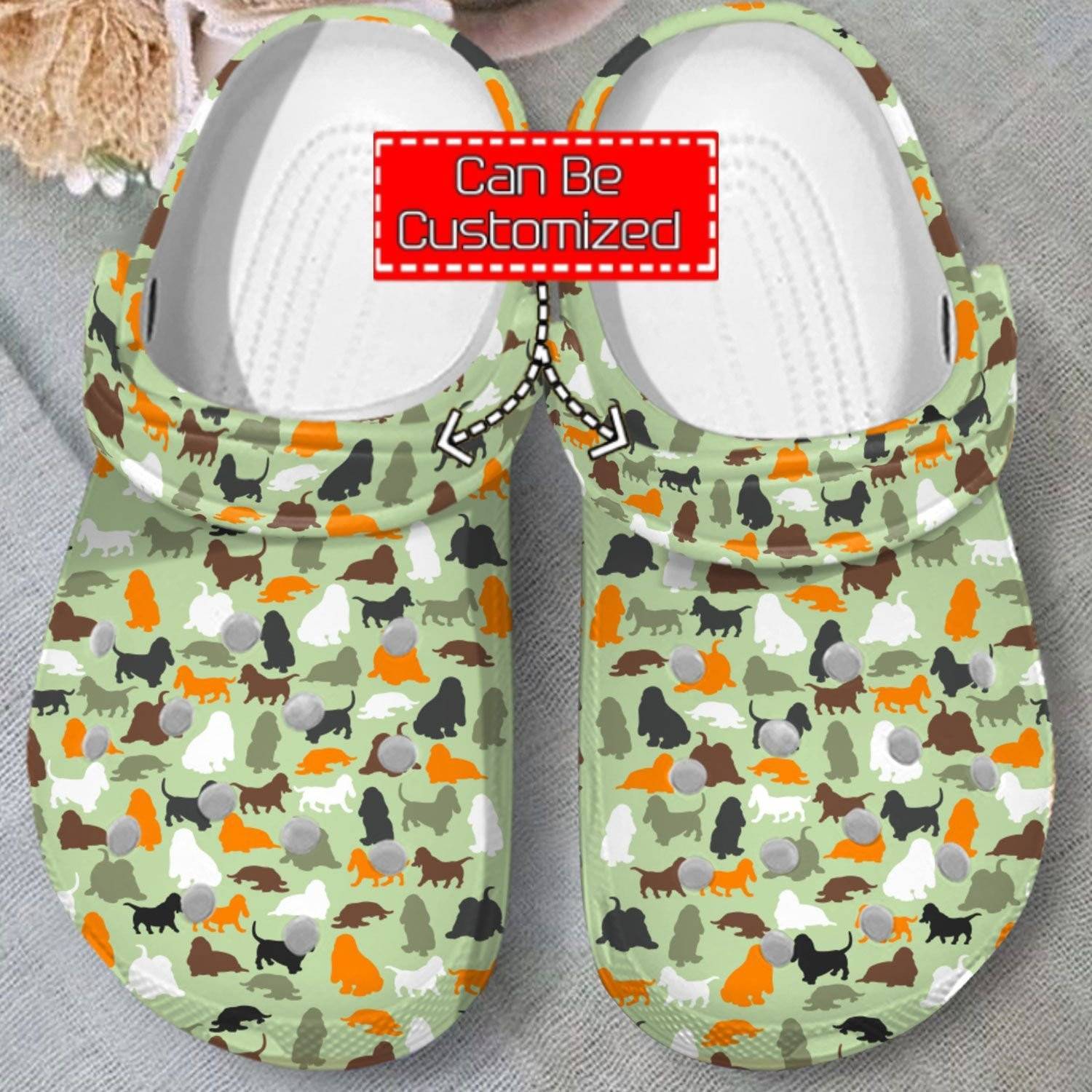 Basset Hound Camo clog Crocs Shoes Animal Print 365crocs