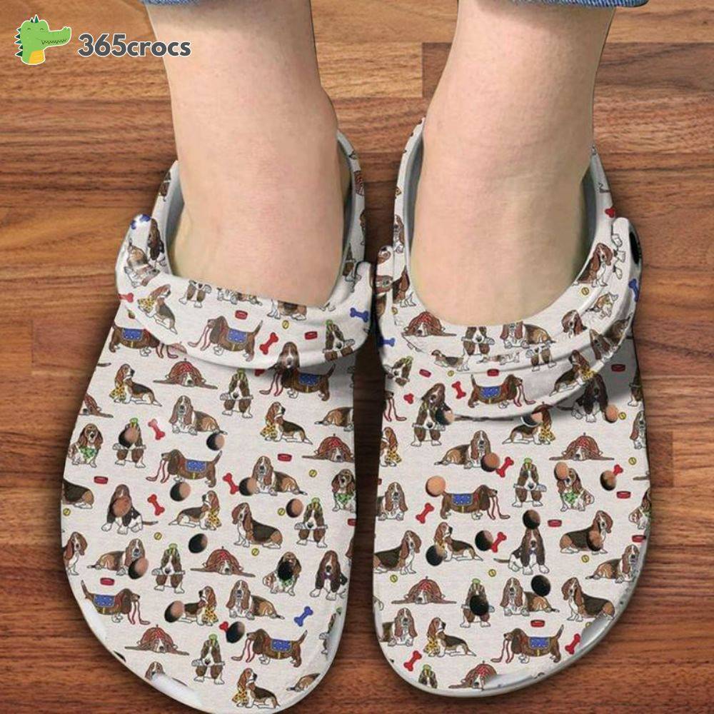 Basset Hound Dog Pattern Classic Clog, Gift For Basset Hound Dog Lovers