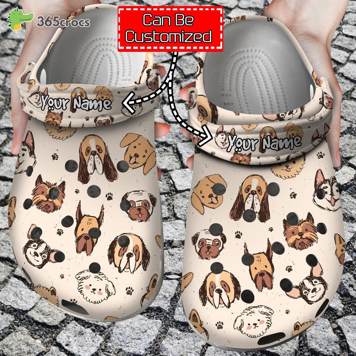 Celebrate Canine Varieties Cute Dog Breeds Artistic Pattern Clog Shoes