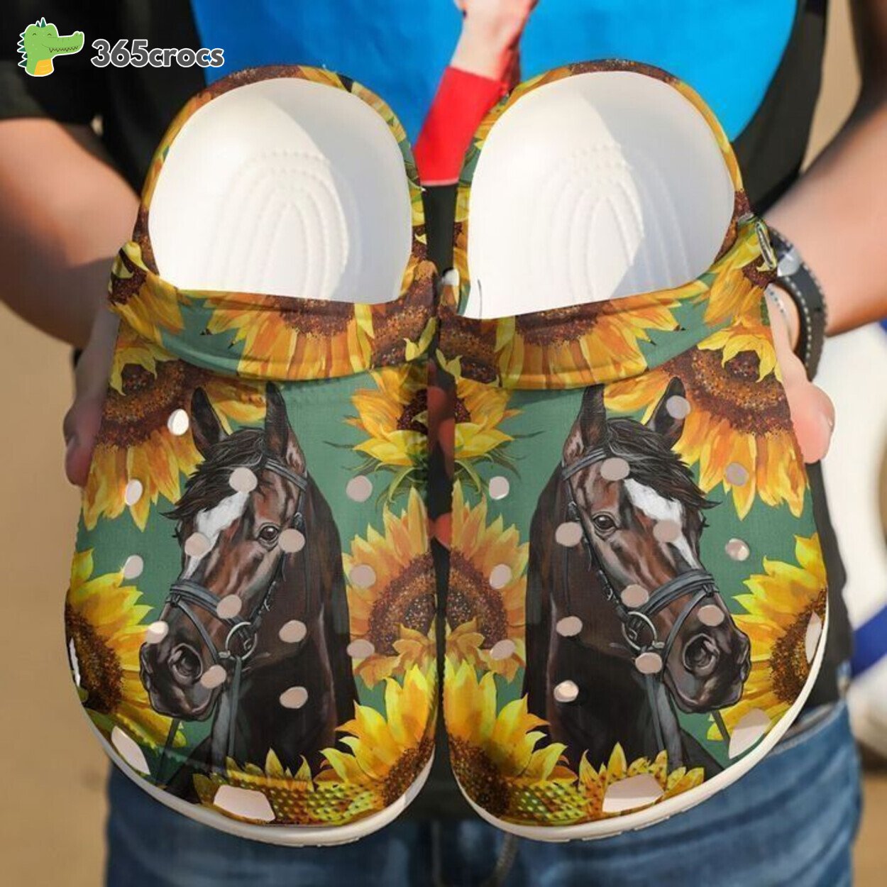 Classic Comfort Clogs Sunflower Horse Design Ideal for Nature and Horse