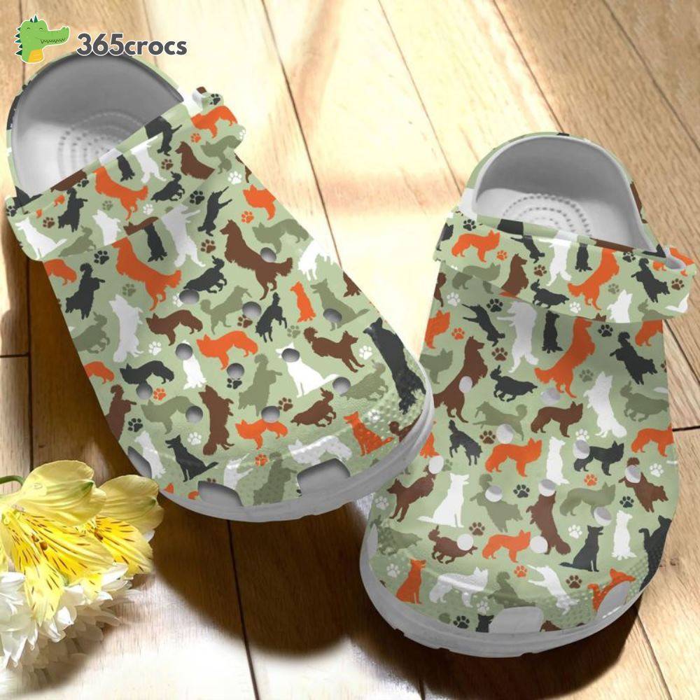 Color Border Collies Camo Pattern Border Collie Lovers Crocs Clog Shoes