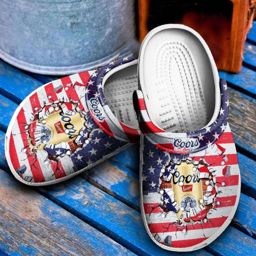 Coors Banquet American Flag Break Clogs Shoes 365crocs