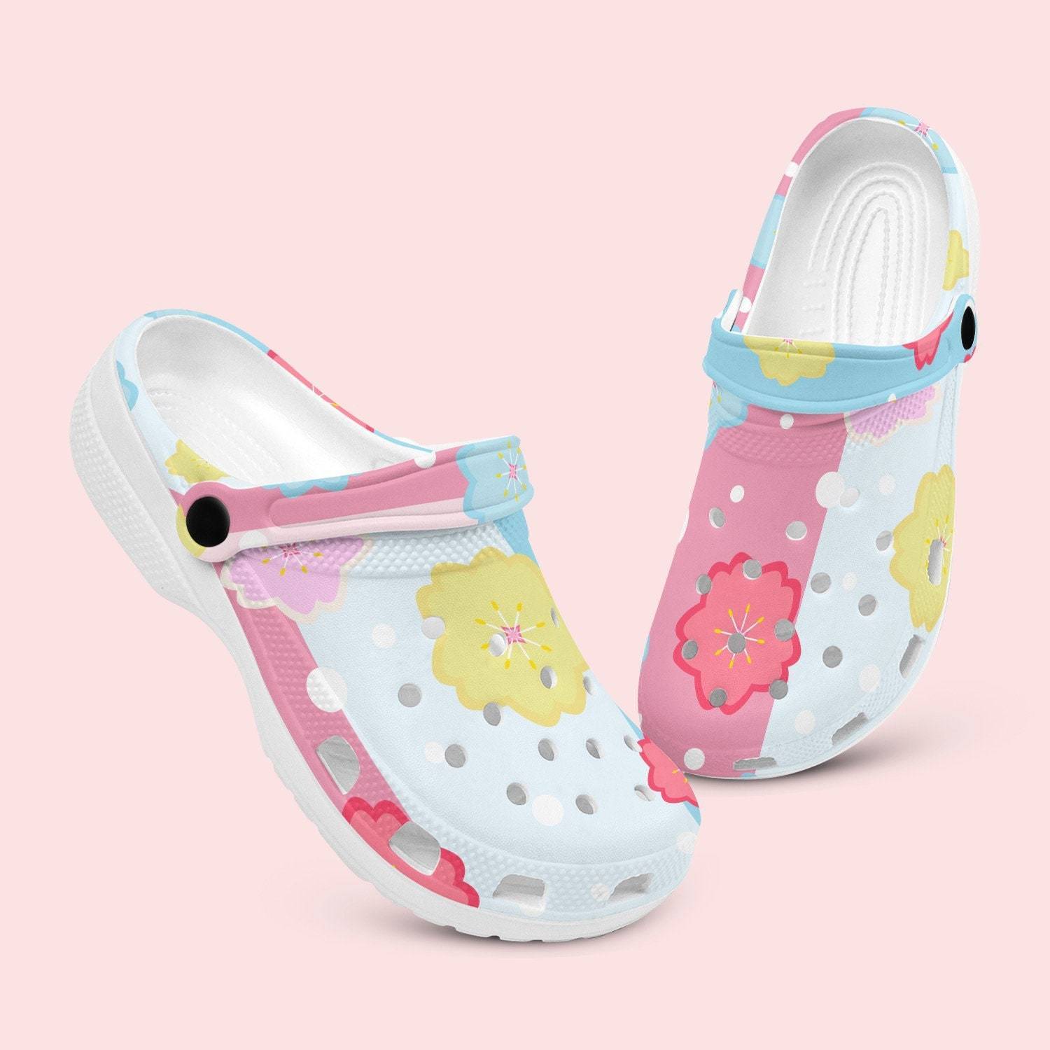 Crocs With Flower Print // Clogs // Nurse Clogs // SlipIns // Mules // Comfortable Shoes For
