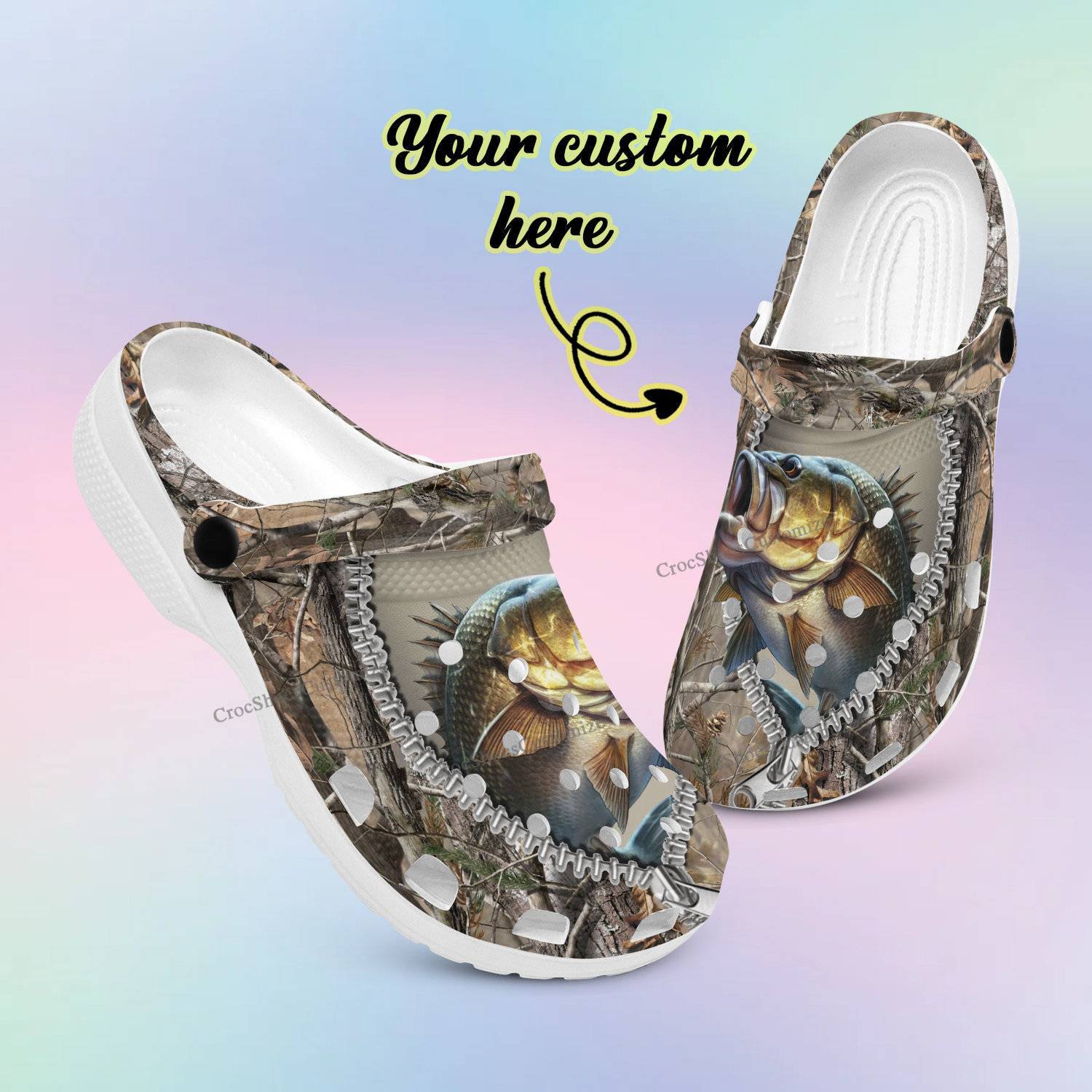 Fish Pattern Crocs Largemouth Bass Fishing Collection 365crocs