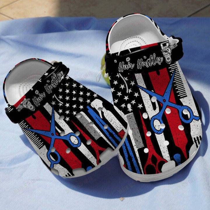Hair Hustler American Barber Clogs Crocs Shoes th of July - 365crocs