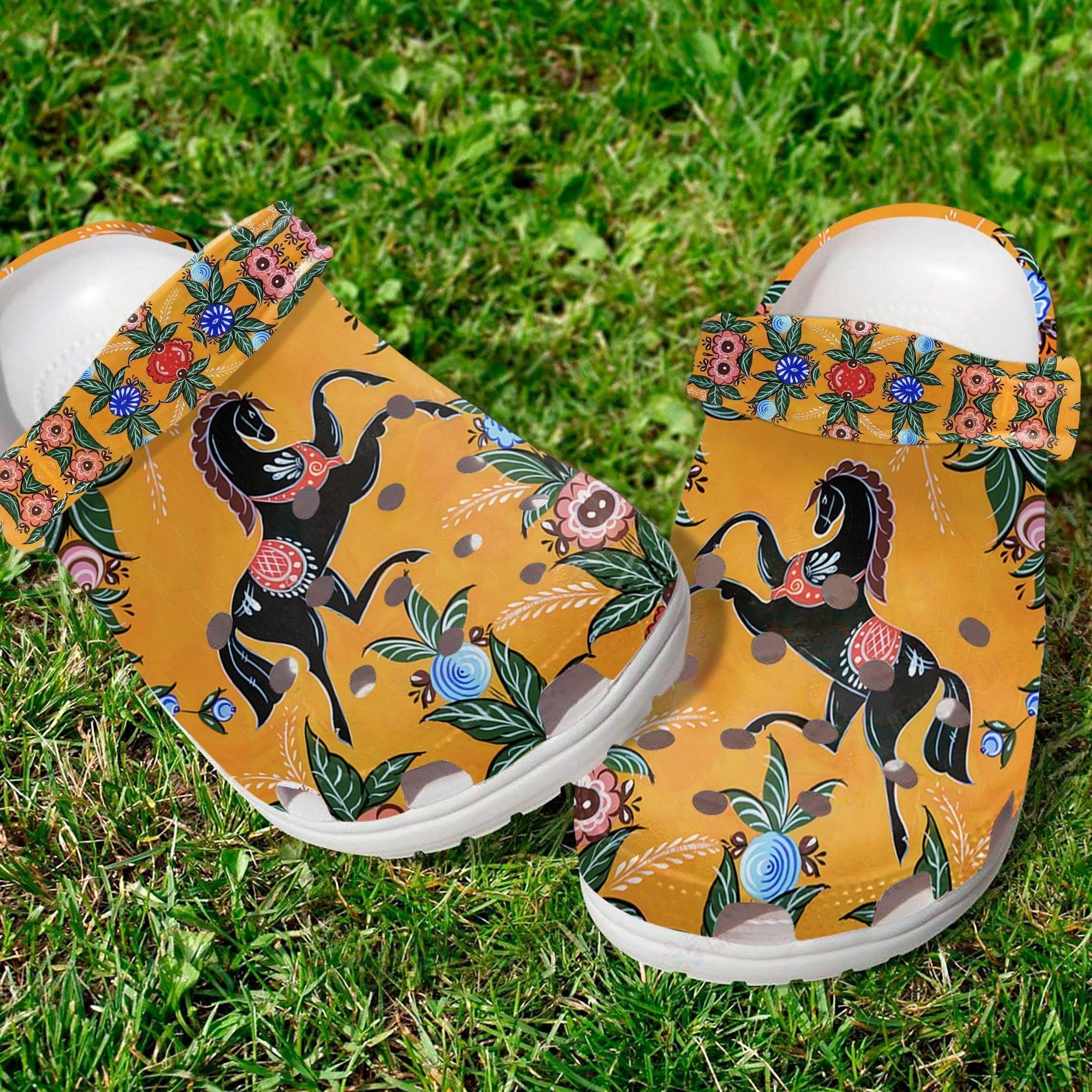 Horse Flower Crocs Classic Clogs for Equestrian Lovers 365crocs