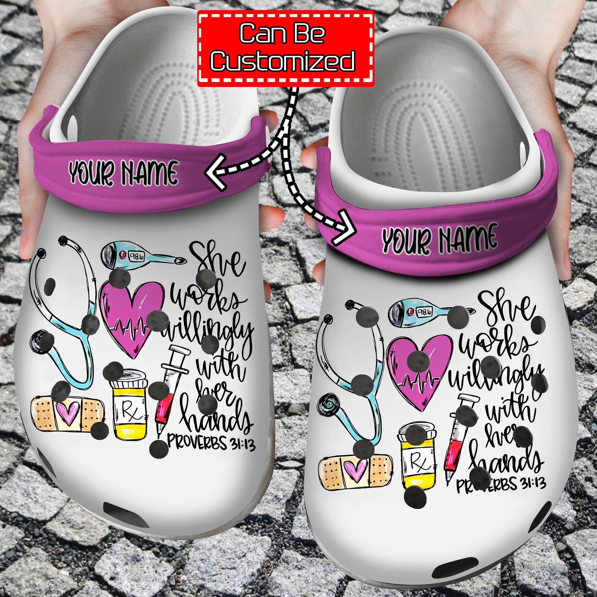 Nurse Crocs Personalized Nurse She Works Willingly Clog Shoes 365crocs