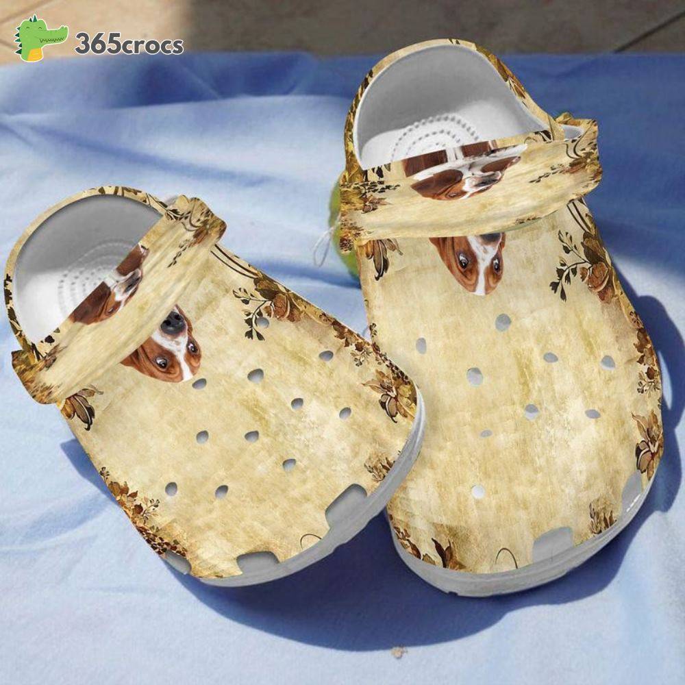 Vintage Basset Hound Dog, Basset Hound Lovers Crocs Clog Shoes 365crocs